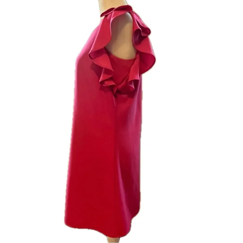 Duffield Lane Ruffle Sleeve Lined Midi Dress Raspberry Pink Size XS